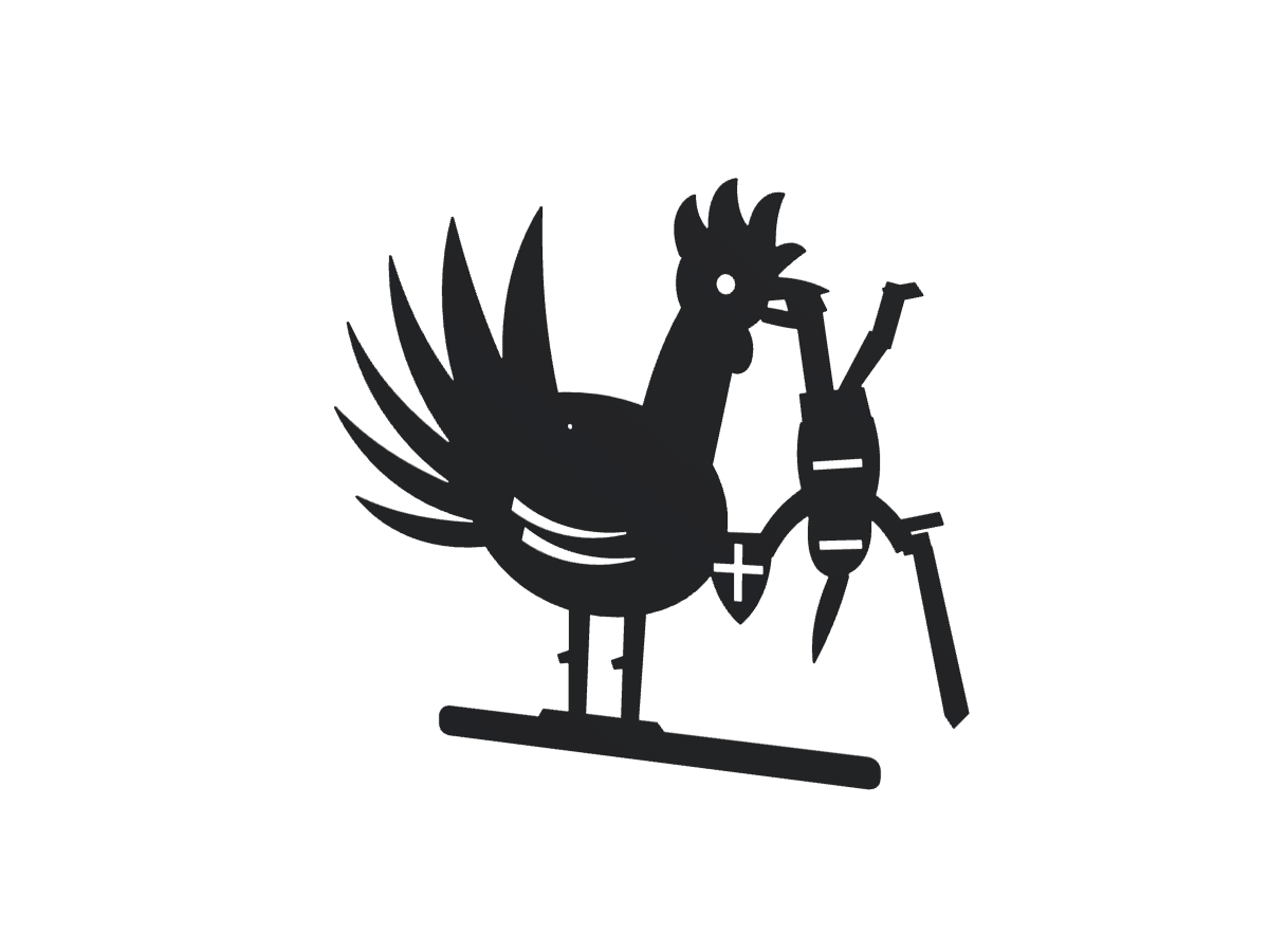 Rooster and knight steel wall art